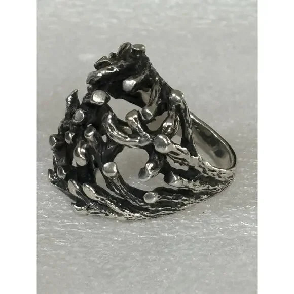 Vintage James Avery Brutalist Sterling Silver Organic Branch Thorn Ring Sz 8 11g - Picture 3 of 4